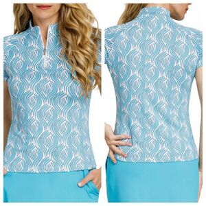 Tail White Label NWT Cove Harmony 1/4 Zip‎ Funnel Neck Print Golf UPF 50 Polo M